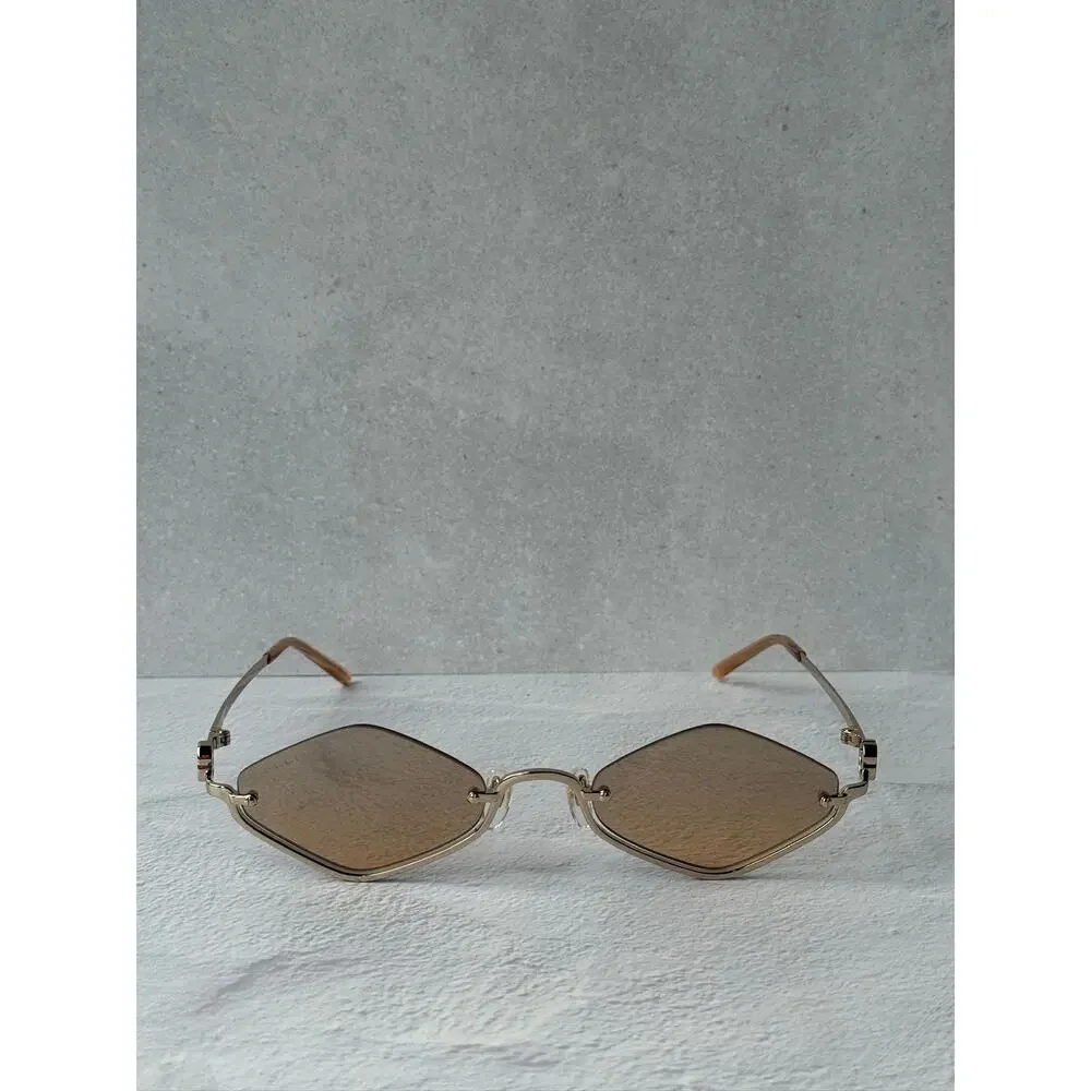 NEW Gucci GG1604S 004 Gold Cat Eye Brown Lens Sunglasses $720